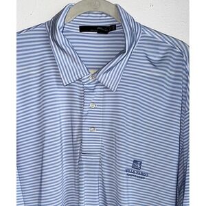 RLX Ralph Lauren Golf Mens XXLB 2XL Big Light Blue Striped‎ Polo Performance